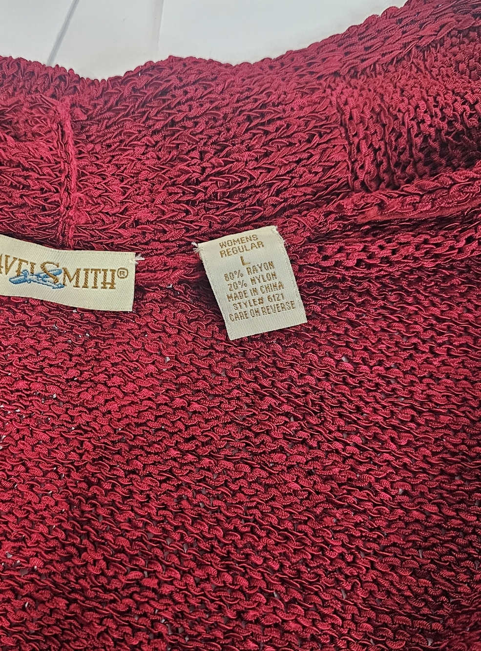 TravelSmith Women's Large Long Duster Cardigan Sweater Burgundy Open Front Knit - Picture 2 of 6